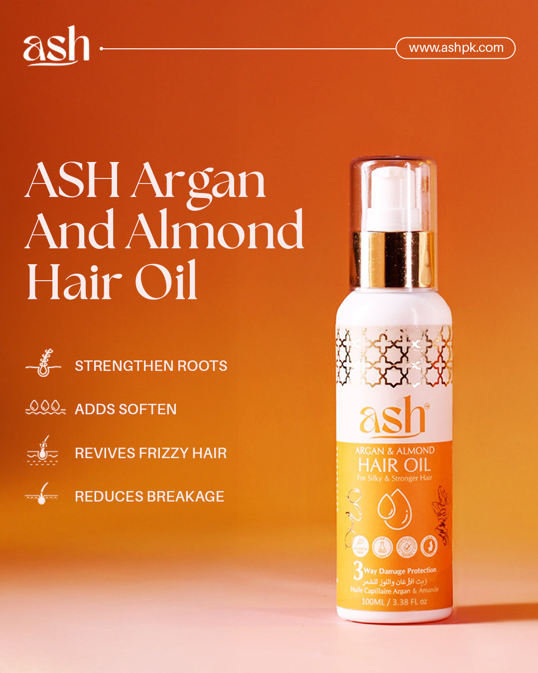 ASH Frizz Control Bundle | Argon Shampoo 2in1 & Argon - Almond Oil