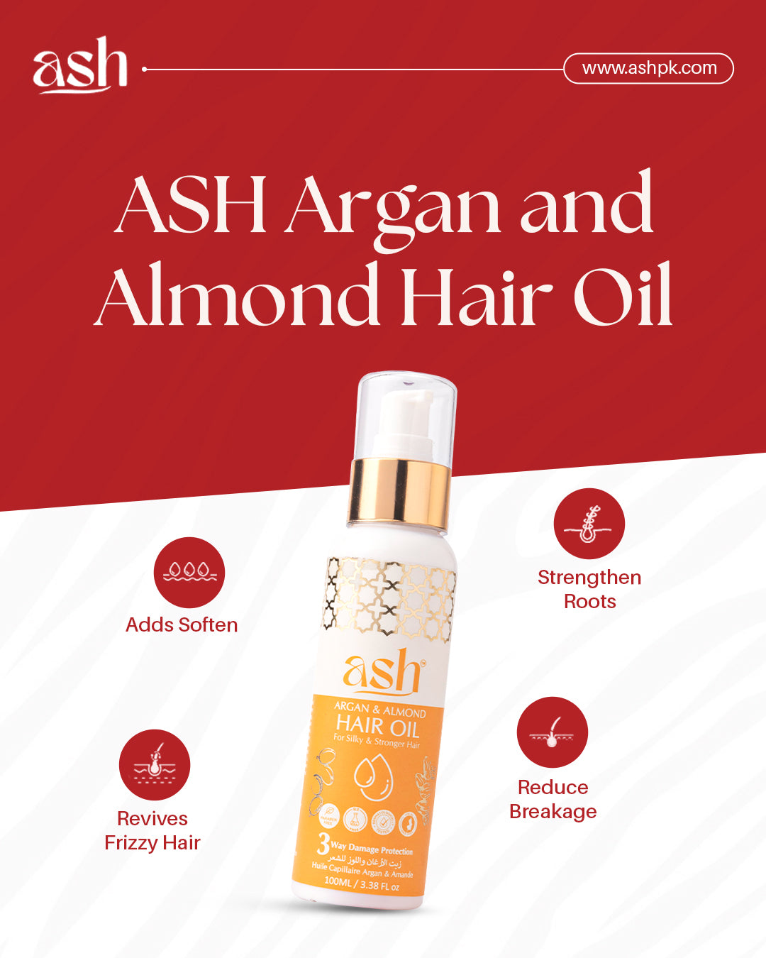 ASH Argan & Almond Hair Oil | Restore & Protect Damaged Hair