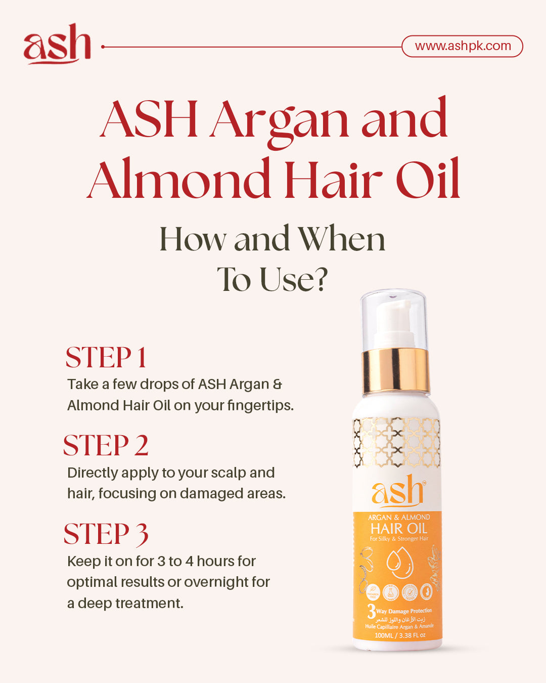 ASH Argan & Almond Hair Oil | Restore & Protect Damaged Hair