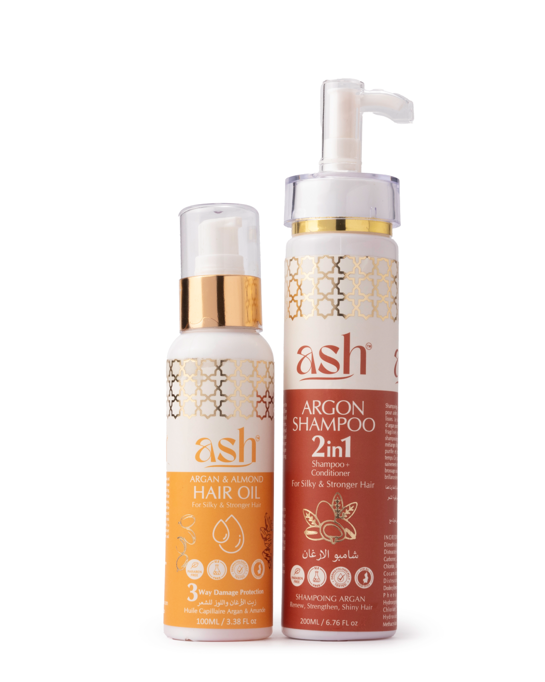 ASH Frizz Control Bundle | Argon Shampoo 2in1 & Argon - Almond Oil